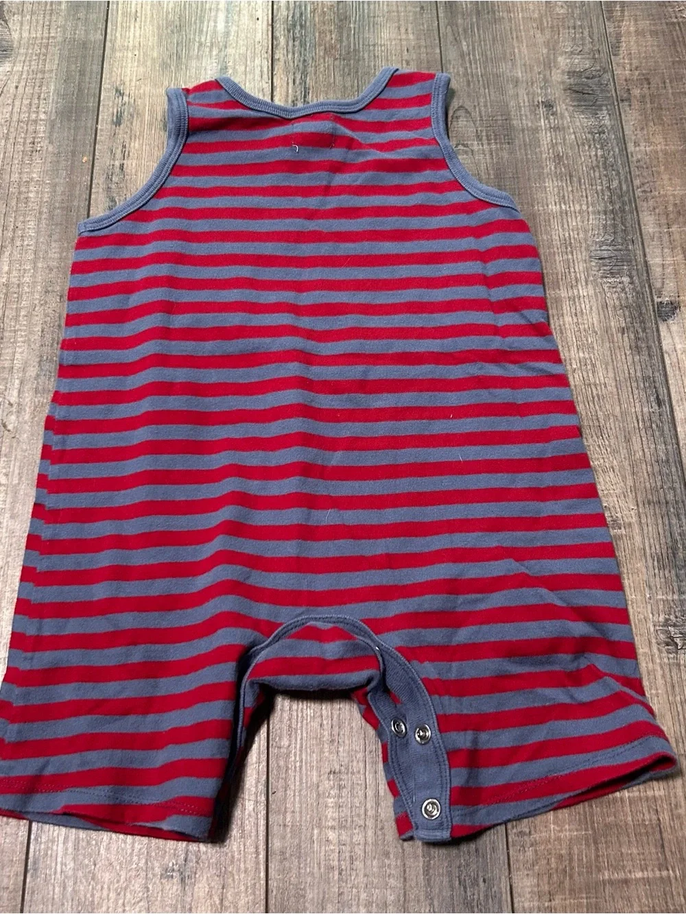 Vintage Baby Gap 1999 Boys Gray Red Striped Romper Size 12-18 Months